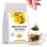 ULTHMOK Premium Mullein Tea bags in a cup for gentle herbal comfort.