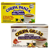 Ultraadvance Chupa Grass & Panza tea boxes show the improved formula for daily wellness.