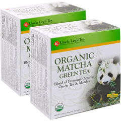 Uncle Lee's Organic Matcha box front highlighting the organic blend for daily ritual