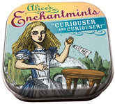 The Unemployed Philosophers Guild Alice's Enchantmints tin front view for fresh breath on the go.