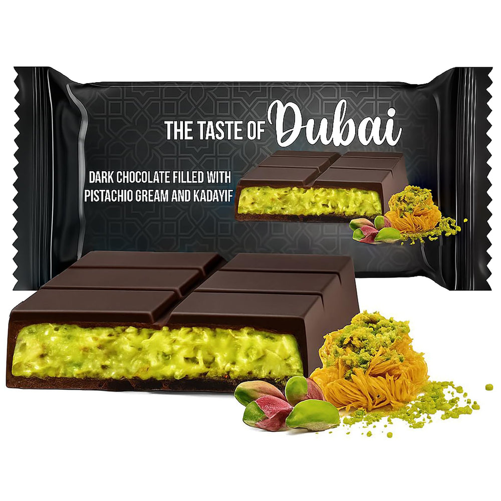 UNIQBITE Dark Dubai chocolate bar with pistachio cream for indulgent snacking