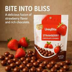 UNIQBITE dragee milk chocolate strawberry pieces ideal for mindful snacking