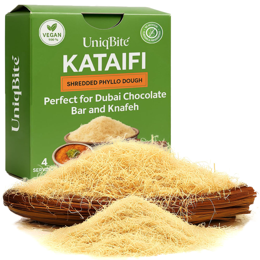 UNIQBITE Kataifi Pastry box 200 g ready for knafeh and kadayif desserts.
