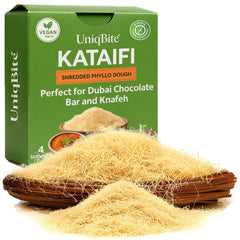 UNIQBITE Kataifi Pastry box 200 g ready for knafeh and kadayif desserts.