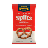 Unique Snacks Original Splits Pretzels pack demonstrates a shareable party snack option.