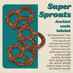 Unique Snacks Sprouted Splits Pretzels packaging showing non-GMO labeling.