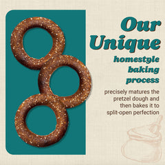 Unique Snacks Sourdough Craft Beer Pretzel Rings halved view suggests quick portion-friendly snacking