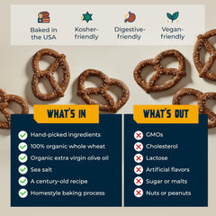 Unique Snacks Sprouted Splits Pretzels crispy edges closeup conveys baked flavor.