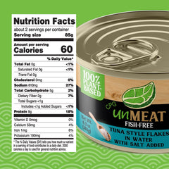 UnMEAT Tuna Style Flakes in sunflower oil pack, rich texture.