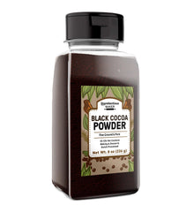 Unpretentious Black Cocoa Powder in Dutch-processed packaging for smooth, rich chocolate flavor.