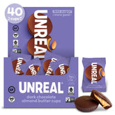UNREAL packaging shows a fair-trade vegan snack option.
