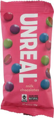 UNREAL Milk Chocolate Gems close-up reveals smooth texture and rich cocoa aroma.