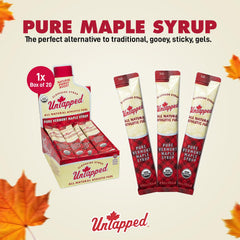 Untapped Vermont Maple Syrup packet in a backpack for outdoor training.