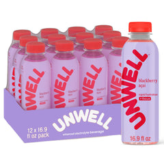 Unwell Hydration blackberry acai bottle for refreshing hydration and focus.