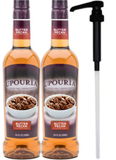 Upouria Butter Pecan Coffee Syrup bottle enhances flavor for anytime coffee