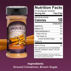 Close-up of pourable Upouria topping adding cinnamon warmth to a drink