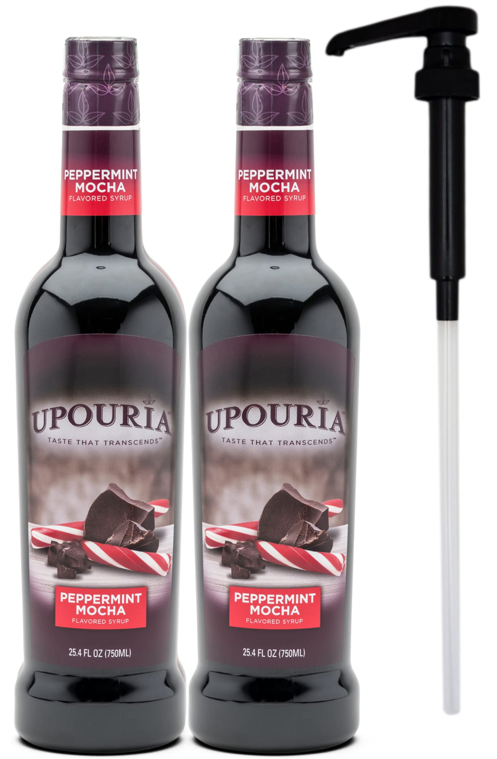 Upouria Peppermint Mocha syrup bottle 750ml boosts coffee flavor
