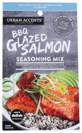 Urban Accents BBQ Glazed Salmon Seasoning Jar ready for flavorful seafood dishes.