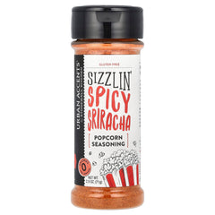 Urban Accents Sizzlin' Spicy Sriracha Popcorn Seasoning packaging boosts bold flavor.