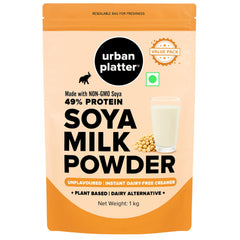 Urban Platter Soya Milk Powder 1kg pack ready to mix into creamy dairy-free milk.