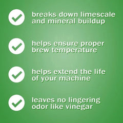 Urnex single-cup brewer kit packaging with descaler and cleaning capsule.