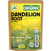 Us Wellness Naturals Dandelion Root Tea packaging showing resealable kraft bag for freshness