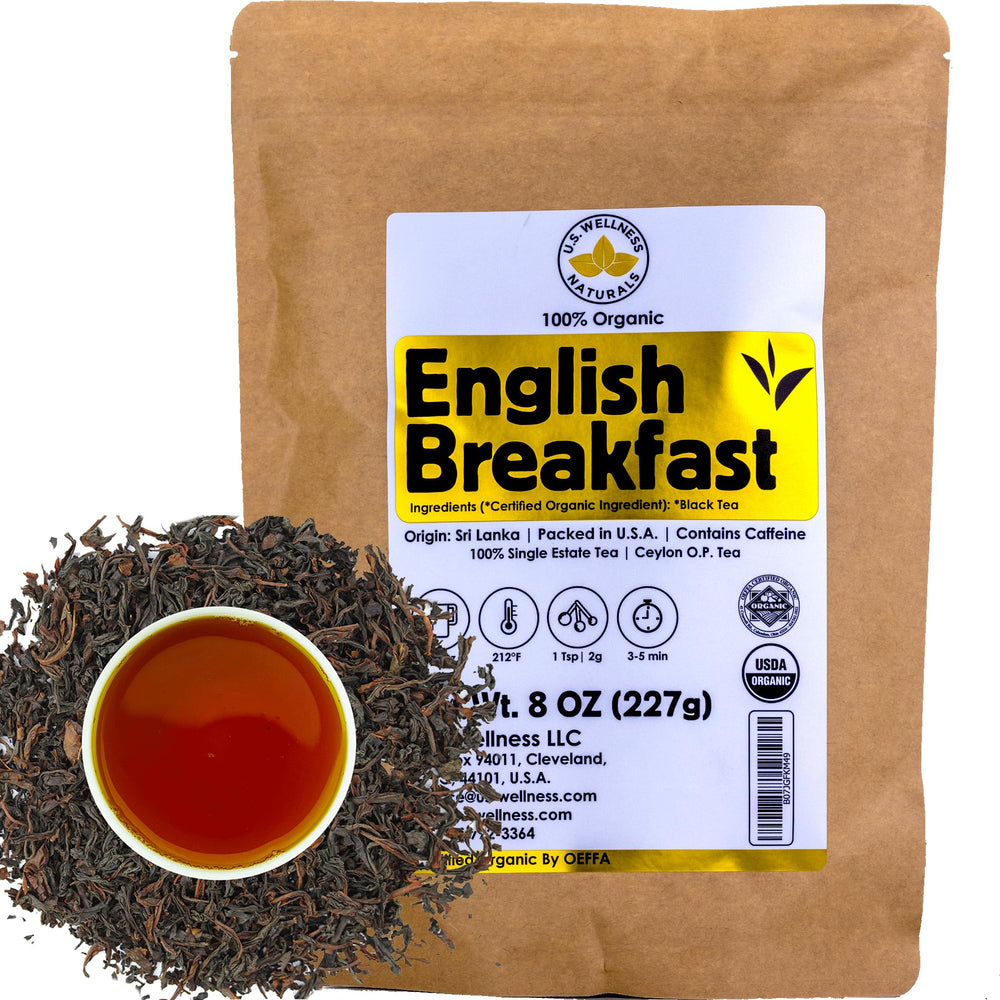 US Wellness Naturals English Breakfast Tea loose leaves for a crisp morning cup