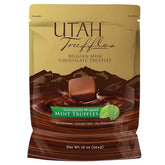 Utah Truffles Mint Truffles 16oz bag close-up of Belgian milk mint chocolate, ideal for gifting
