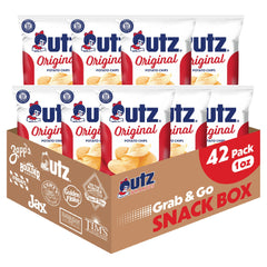 Utz Original Potato Chips 1 oz bag closeup showing crispy texture for snacking