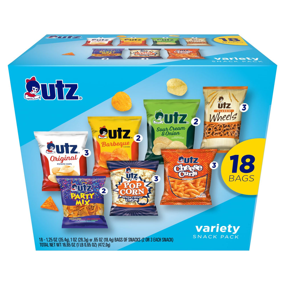 Utz Variety Snack Pack 18ct box, convenient for on-the-go snacking