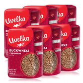 Uvelka buckwheat groats 800g pack-6 shown for convenient six-pack meals