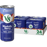 V8 Blissfully Berry 8 oz can front view for a quick plant-based boost.