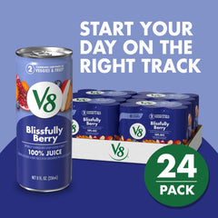 V8 Blissfully Berry glass pour captures fruity aroma and color.