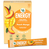 V8 Energy Peach Mango powder packets for on-the-go flavor and focus.