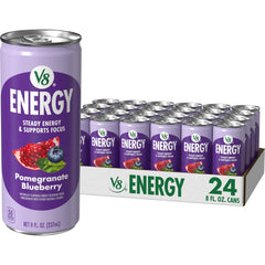 V8 Energy Pomegranate Blueberry can front view for convenient daytime energy boost