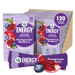 V8 Energy Pomegranate Blueberry packets for quick, on-the-go energy.