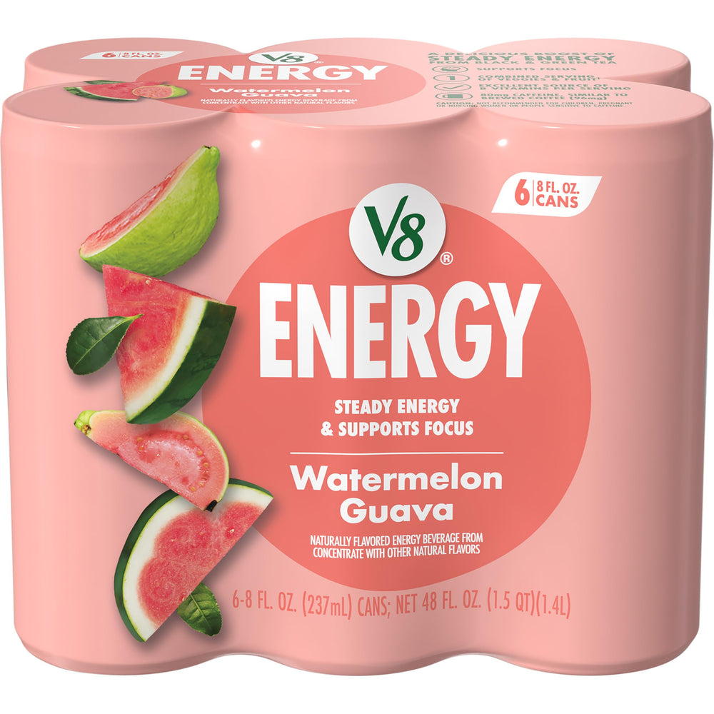 V8 Energy Watermelon Guava can ready to energize your morning