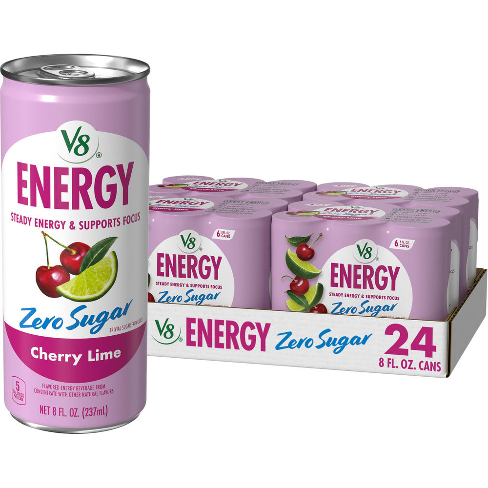V8 Energy Cherry Lime can front view for an on-the-go focus boost