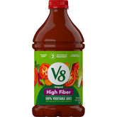 V8 High Fiber Original bottle front view, fiber-rich vegetable juice.