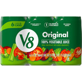 V8 Original 6-pack of 5.5 oz cans for quick veggie boost.