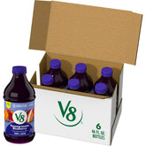 V8 Pomegranate Blueberry six-bottle pack for quick plant-powered hydration and snacking.