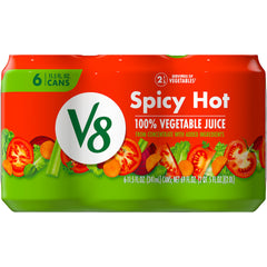 V8 Spicy Hot vegetable juice can front view, a quick veggie boost