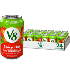 V8 Spicy Hot vegetable juice can ready to drink for a veggie boost.