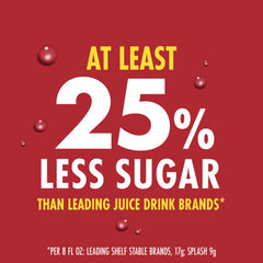 V8 Splash bottle on kitchen counter emphasizes a gluten-free, fat-free beverage with 40 calories per serving