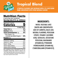 Pouring V8 Splash Diet Tropical Blend highlights a refreshing, sugar-light drink option.