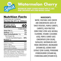 Pouring V8 Splash Watermelon Cherry into a glass, ideal for smoothies or mocktails.