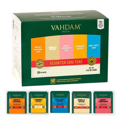 VAHDAM Assorted Chai Sampler packaging, a premium gift option.