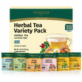 VAHDAM Assorted Herbal Tea Gift Set 36 bags, six flavors for everyday moments.
