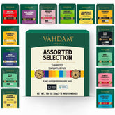 VAHDAM Assorted Tea Sampler with 15 varieties for diverse tasting sessions.