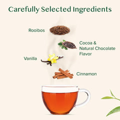VAHDAM Chocolate Vanilla Herbal Tea aroma close-up inviting relaxation